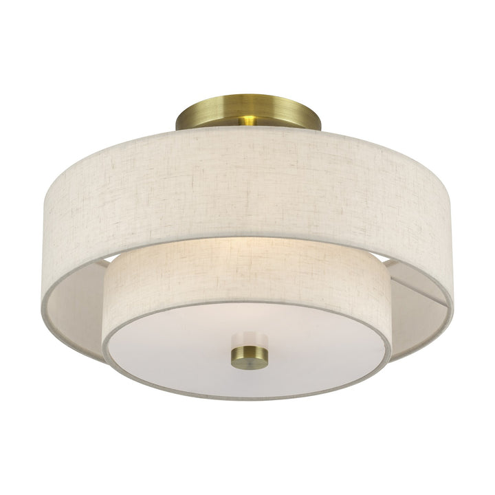 2 Light Antique Brass Medium Semi-Flush