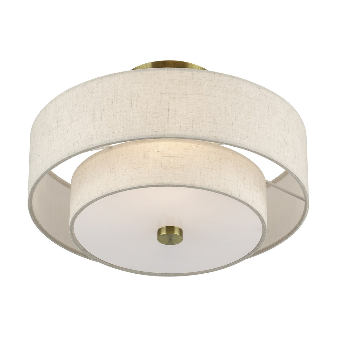 2 Light Antique Brass Medium Semi-Flush