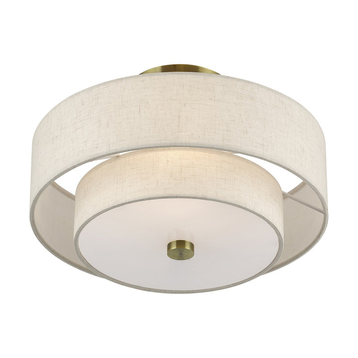 2 Light Antique Brass Medium Semi-Flush