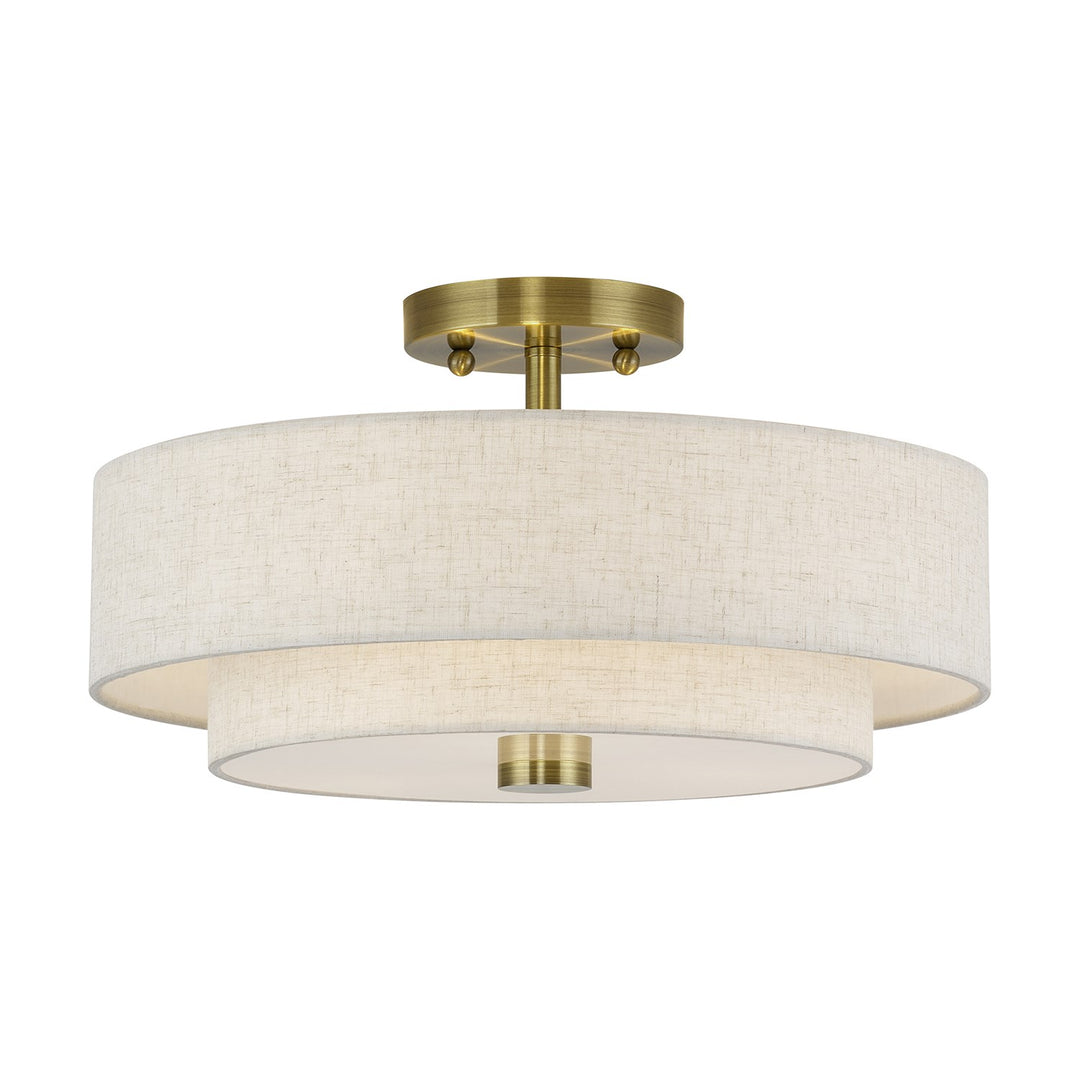 3 Light Antique Brass Large Semi-Flush by Livex Lighting