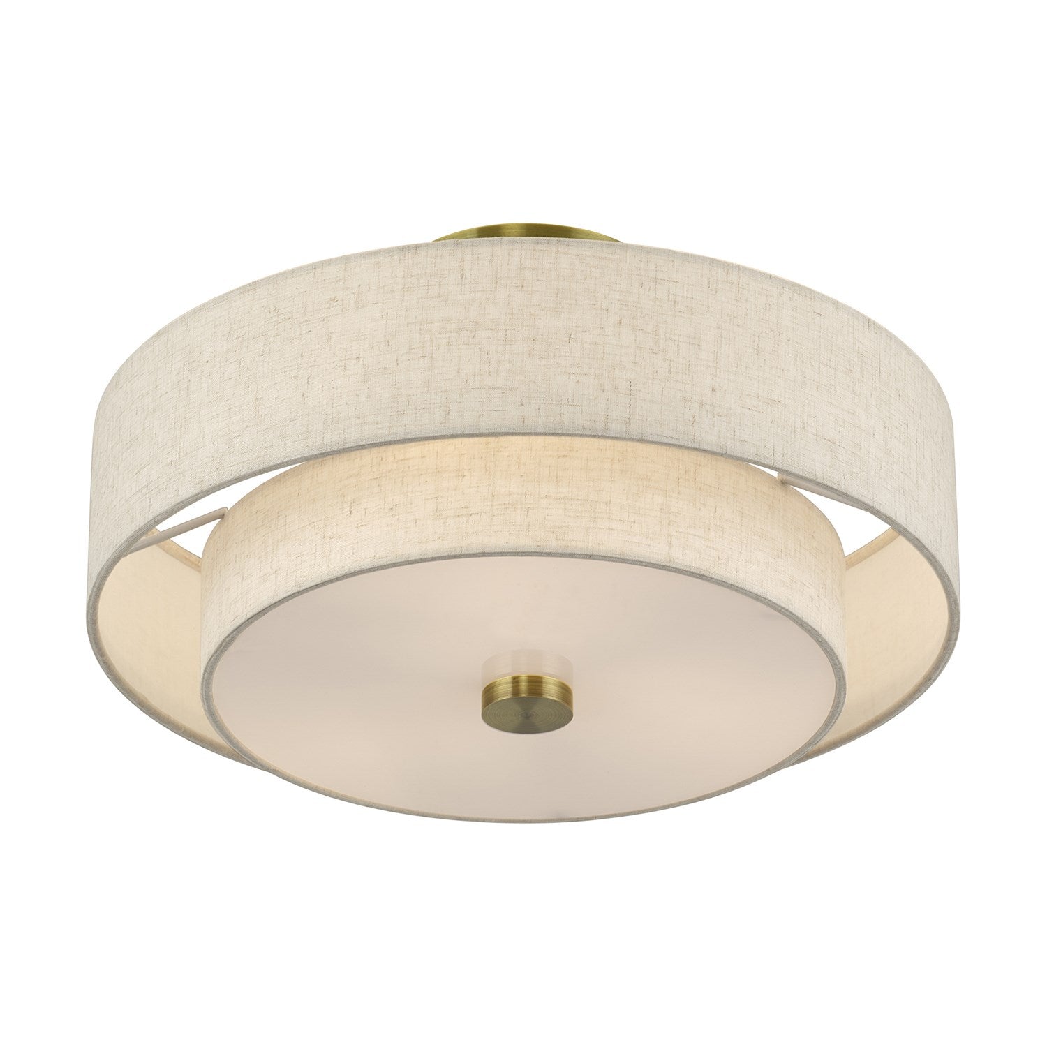 3 Light Antique Brass Large Semi-Flush
