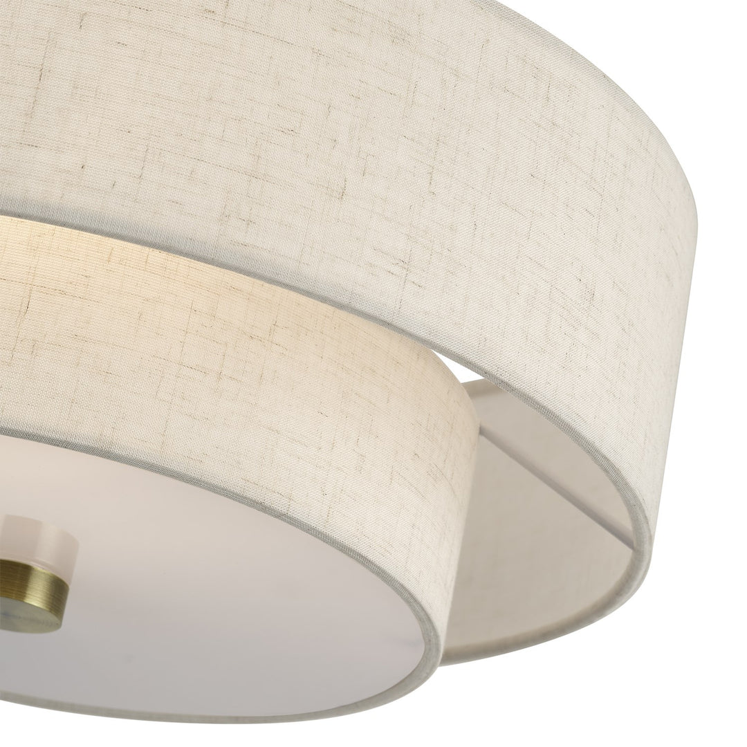 3 Light Antique Brass Large Semi-Flush