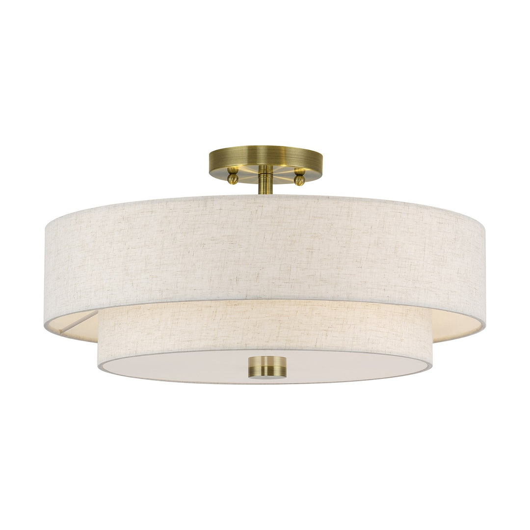 4 Light Antique Brass Large Semi-Flush by Livex Lighting