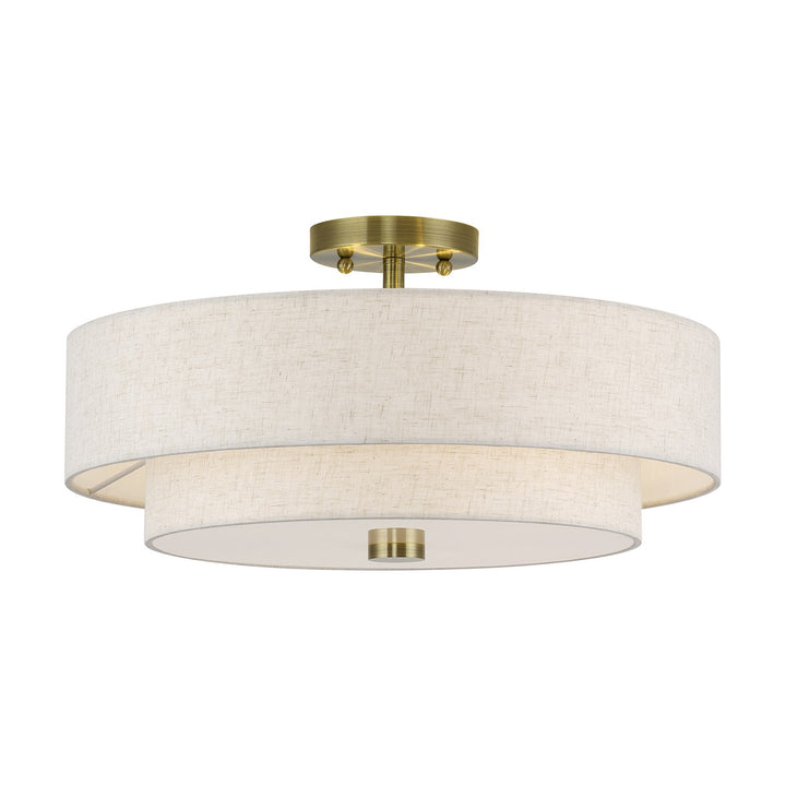 4 Light Antique Brass Large Semi-Flush by Livex Lighting
