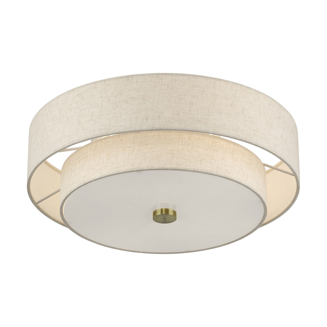 4 Light Antique Brass Large Semi-Flush