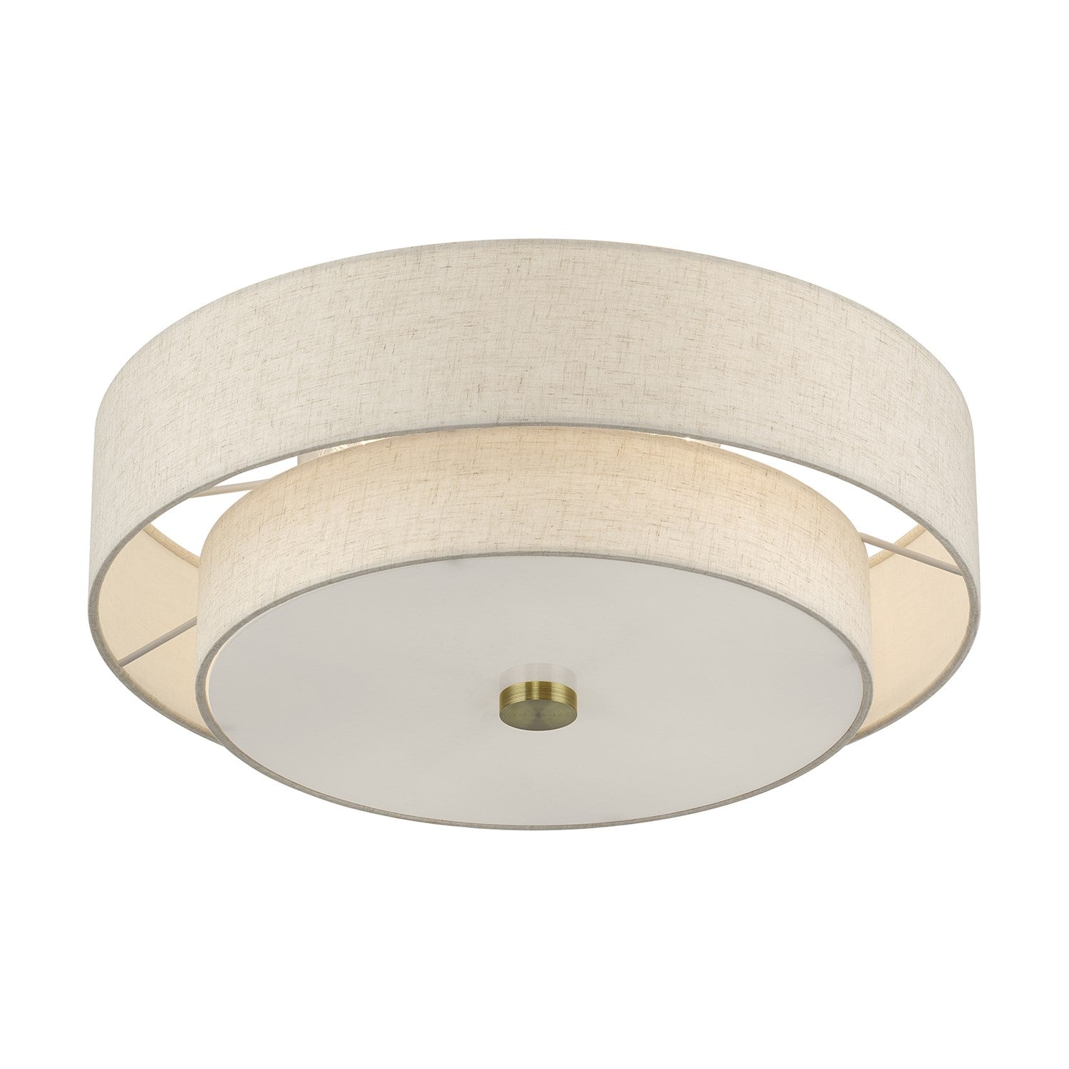 4 Light Antique Brass Large Semi-Flush