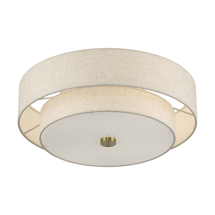 4 Light Antique Brass Large Semi-Flush
