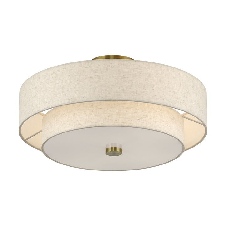 4 Light Antique Brass Large Semi-Flush