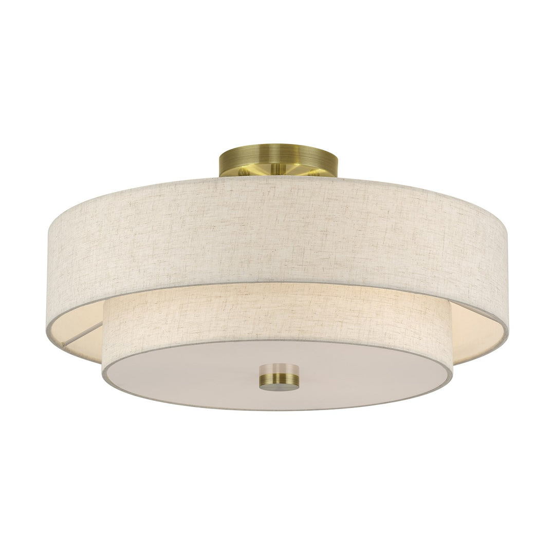 4 Light Antique Brass Large Semi-Flush