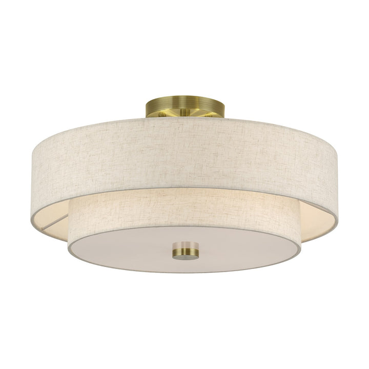 4 Light Antique Brass Large Semi-Flush