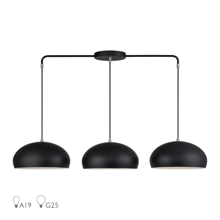 3 Light Black Extra Large Linear Chandelier by Livex Lighting