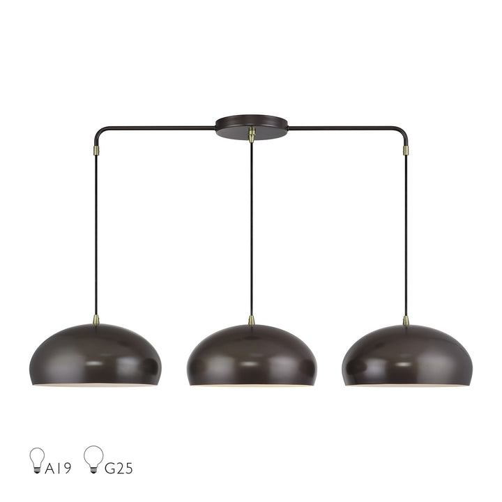 3 Light English Bronze Extra Large Linear Chandelier by Livex Lighting