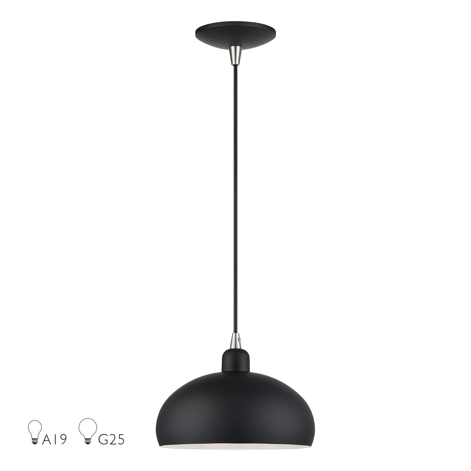 1 Light Black Pendant by Livex Lighting