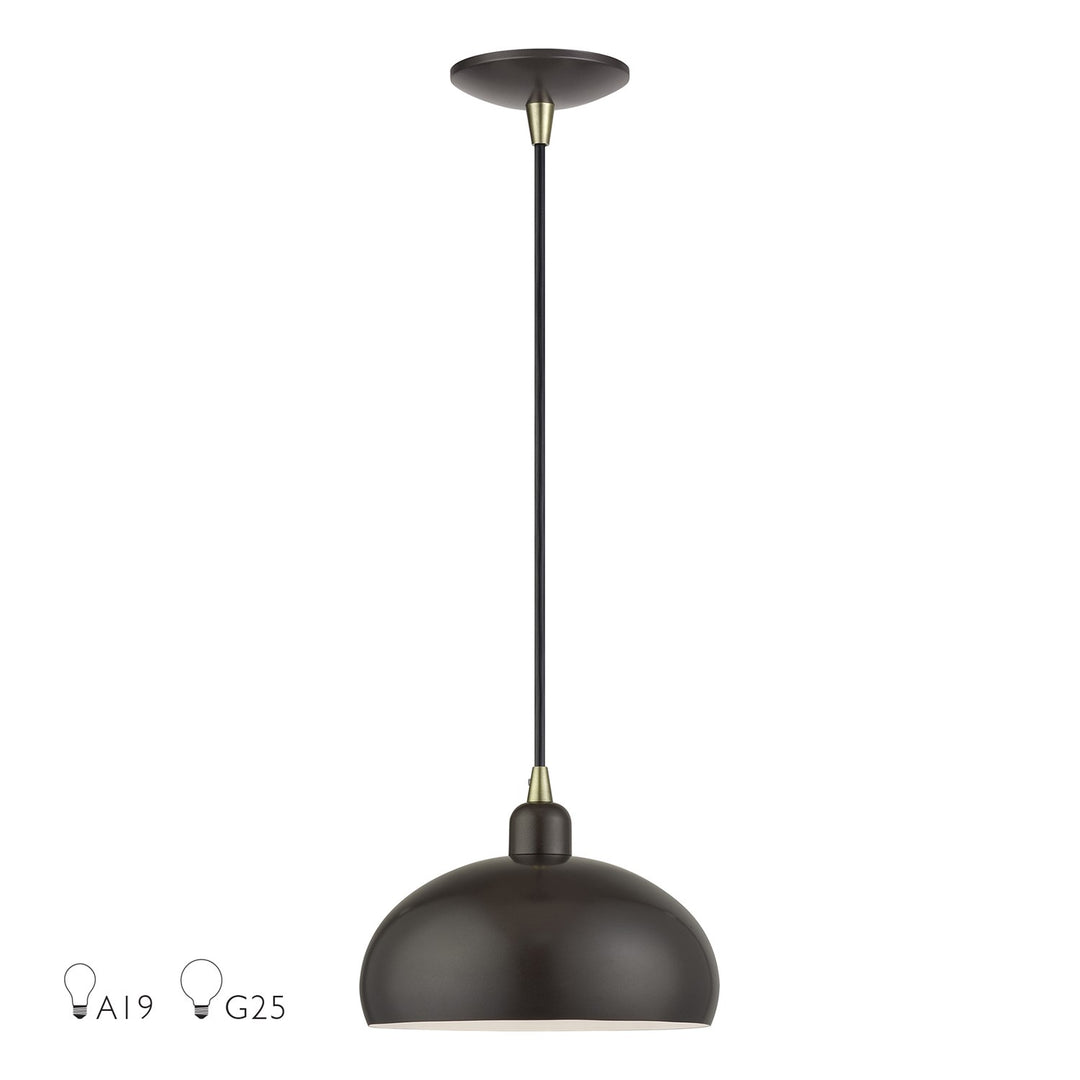 1 Light English Bronze Pendant by Livex Lighting