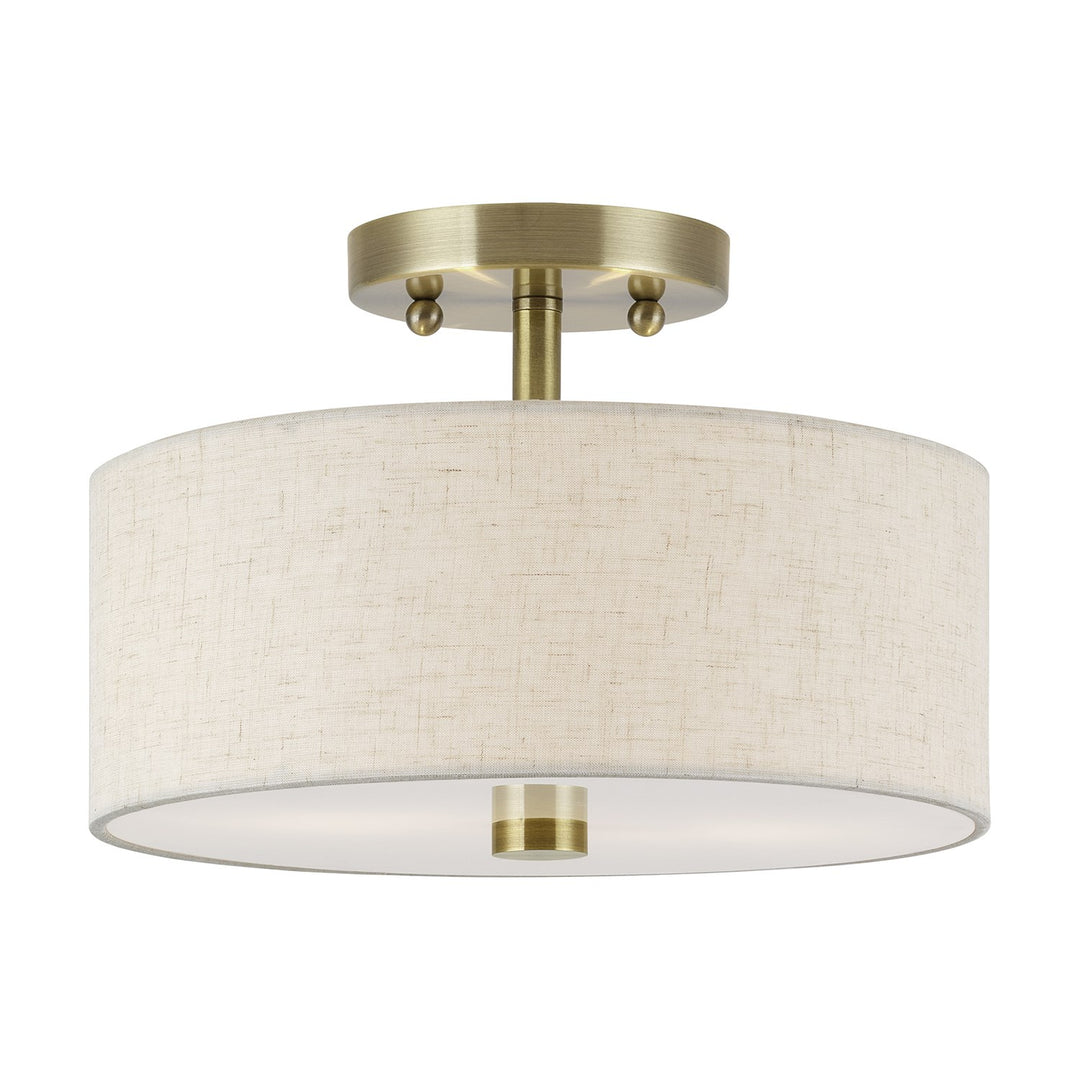 2 Light Antique Brass Medium Semi-Flush by Livex Lighting