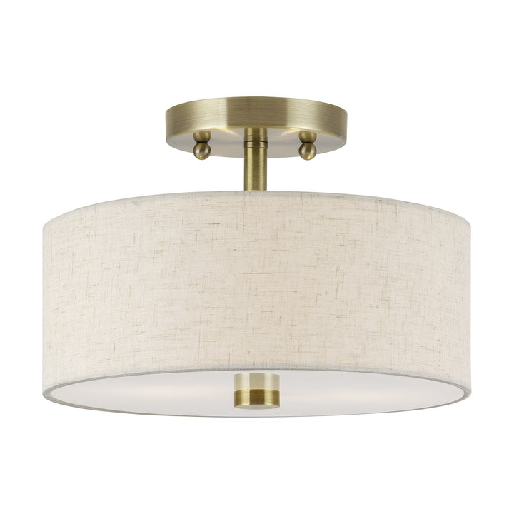 2 Light Antique Brass Medium Semi-Flush by Livex Lighting