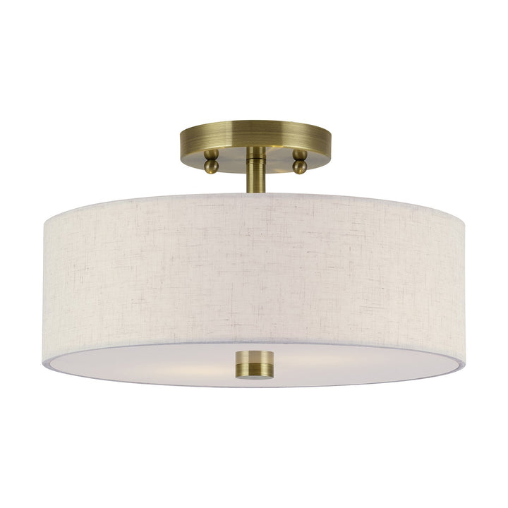 2 Light Antique Brass Medium Semi-Flush by Livex Lighting