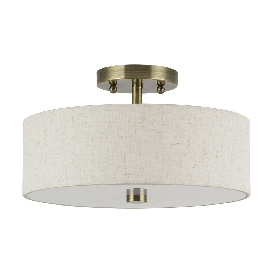 2 Light Antique Brass Medium Semi-Flush