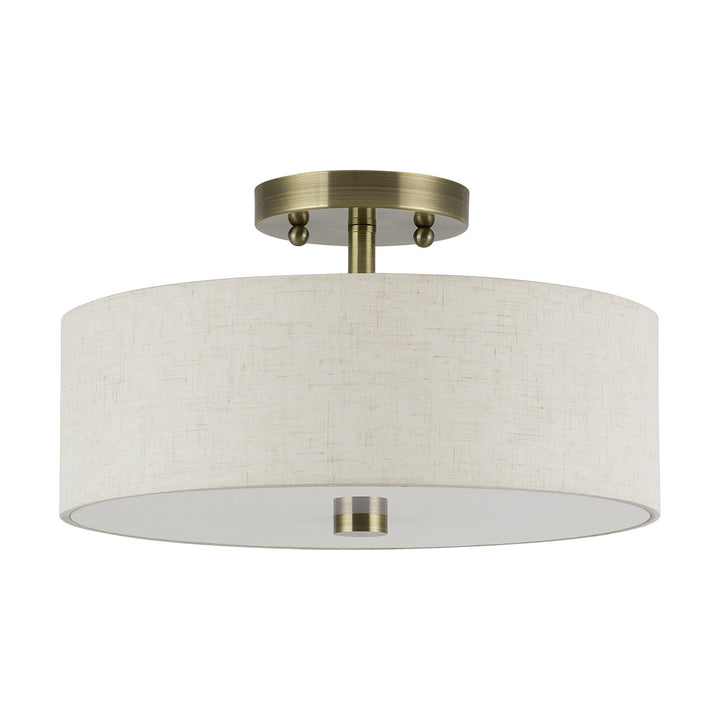 2 Light Antique Brass Medium Semi-Flush