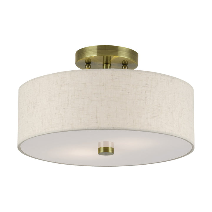 2 Light Antique Brass Medium Semi-Flush