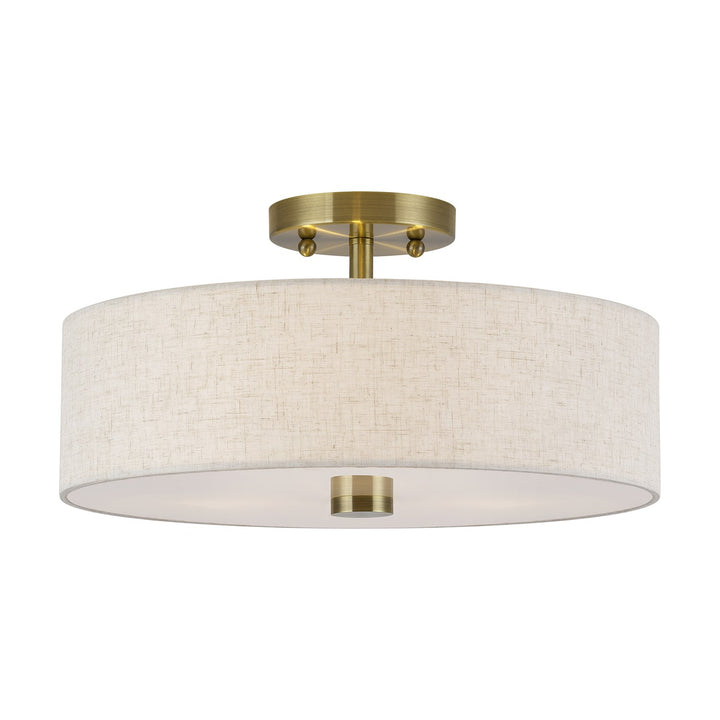 3 Light Antique Brass Large Semi-Flush by Livex Lighting