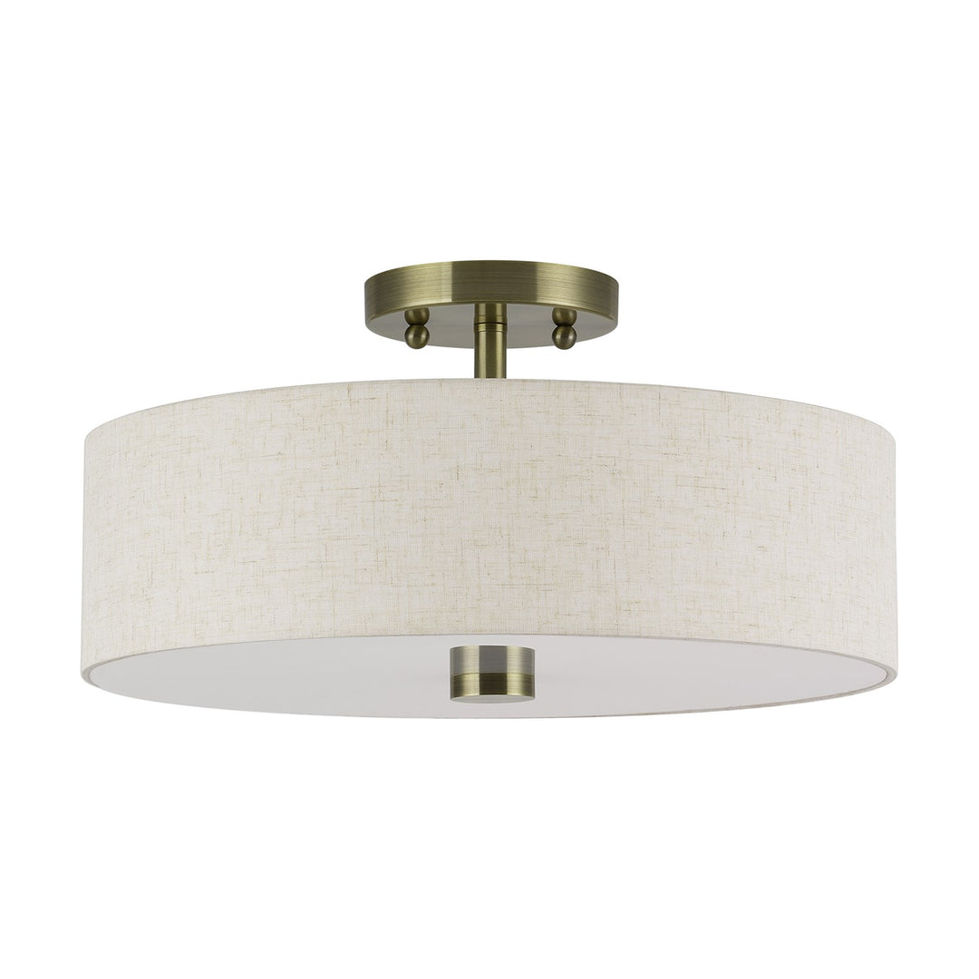 3 Light Antique Brass Large Semi-Flush