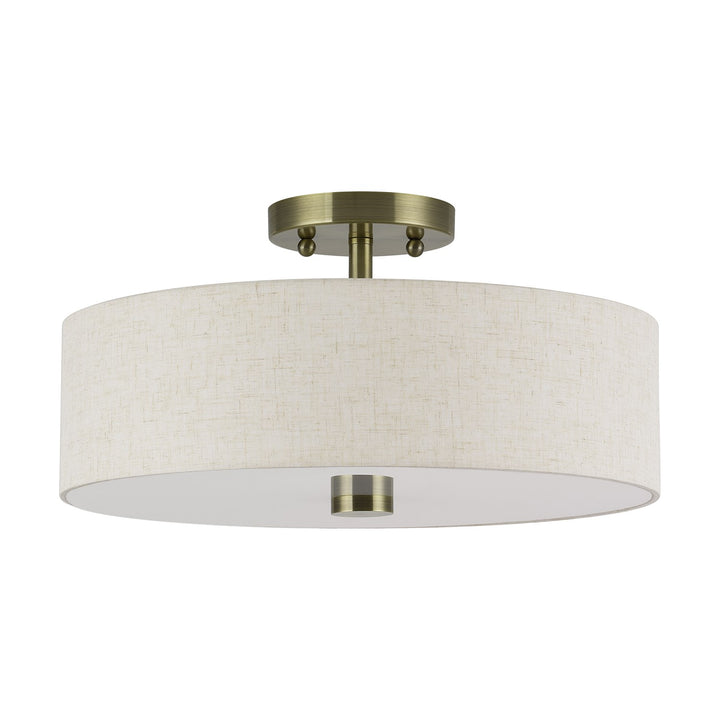 3 Light Antique Brass Large Semi-Flush
