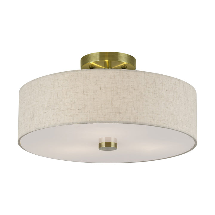 3 Light Antique Brass Large Semi-Flush