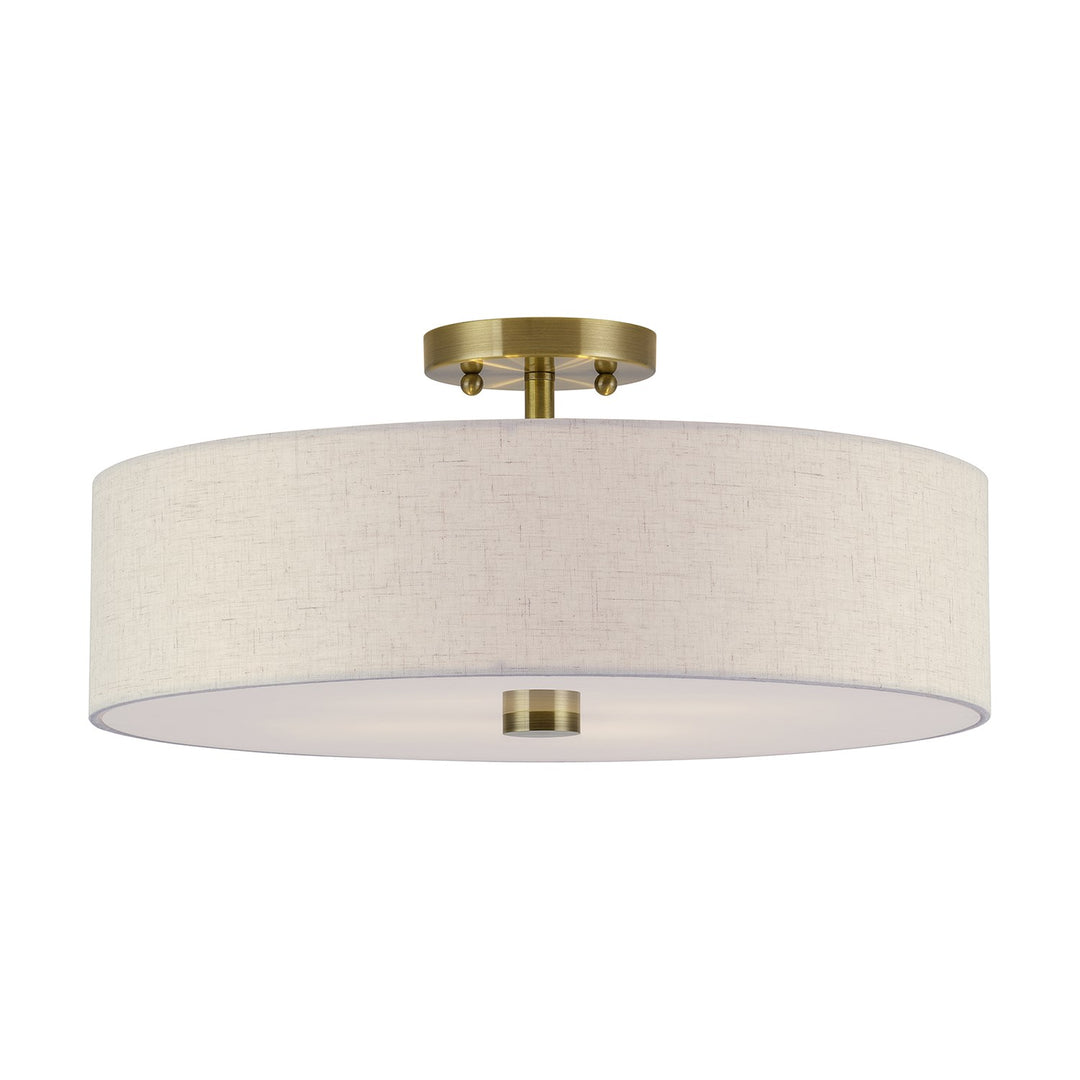 4 Light Antique Brass Large Semi-Flush by Livex Lighting