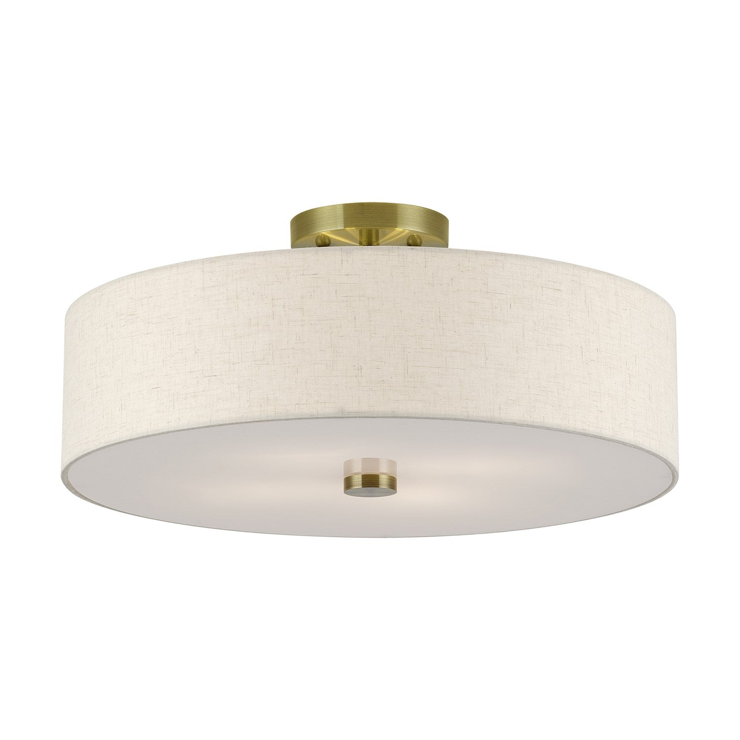 4 Light Antique Brass Large Semi-Flush