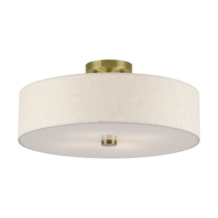 4 Light Antique Brass Large Semi-Flush