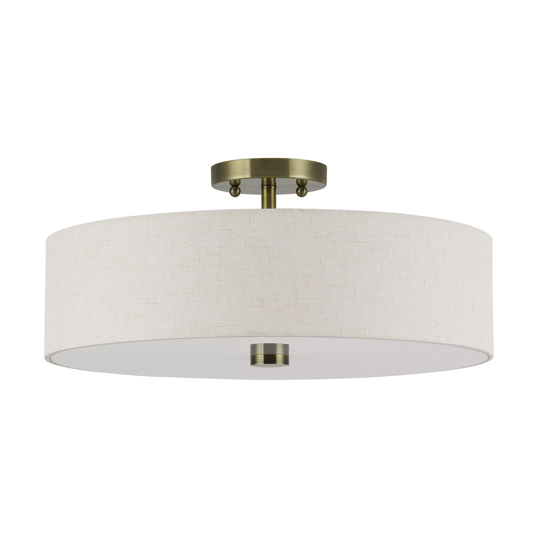 4 Light Antique Brass Large Semi-Flush