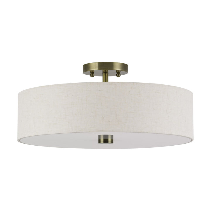 4 Light Antique Brass Large Semi-Flush