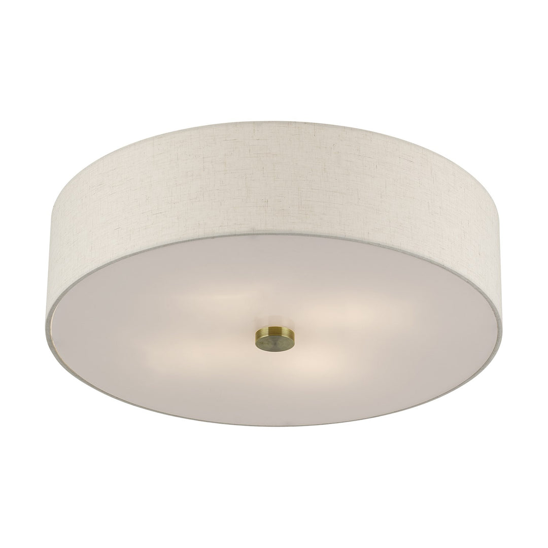 4 Light Antique Brass Large Semi-Flush