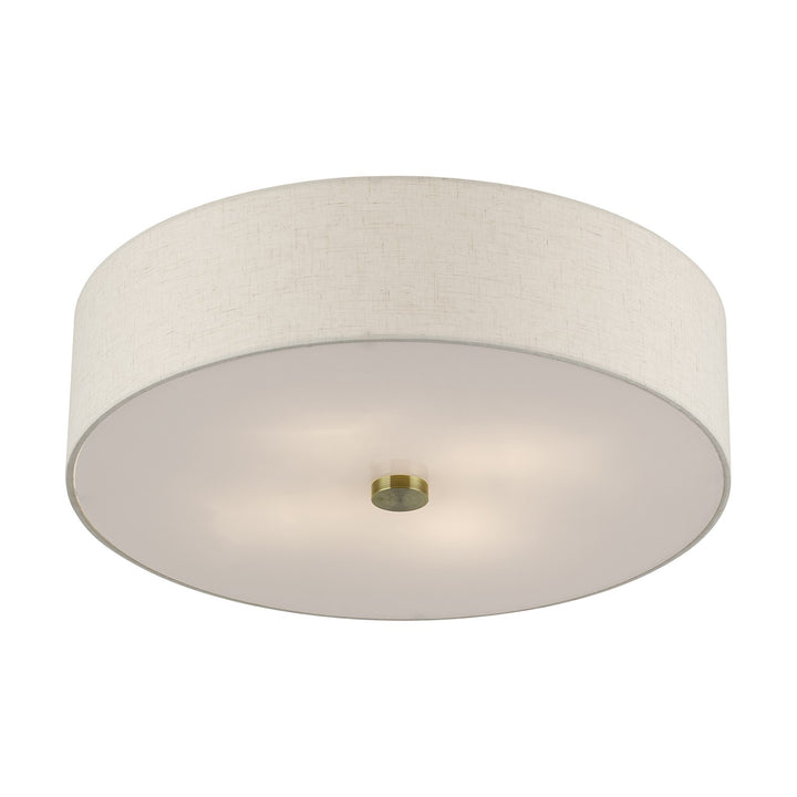 4 Light Antique Brass Large Semi-Flush
