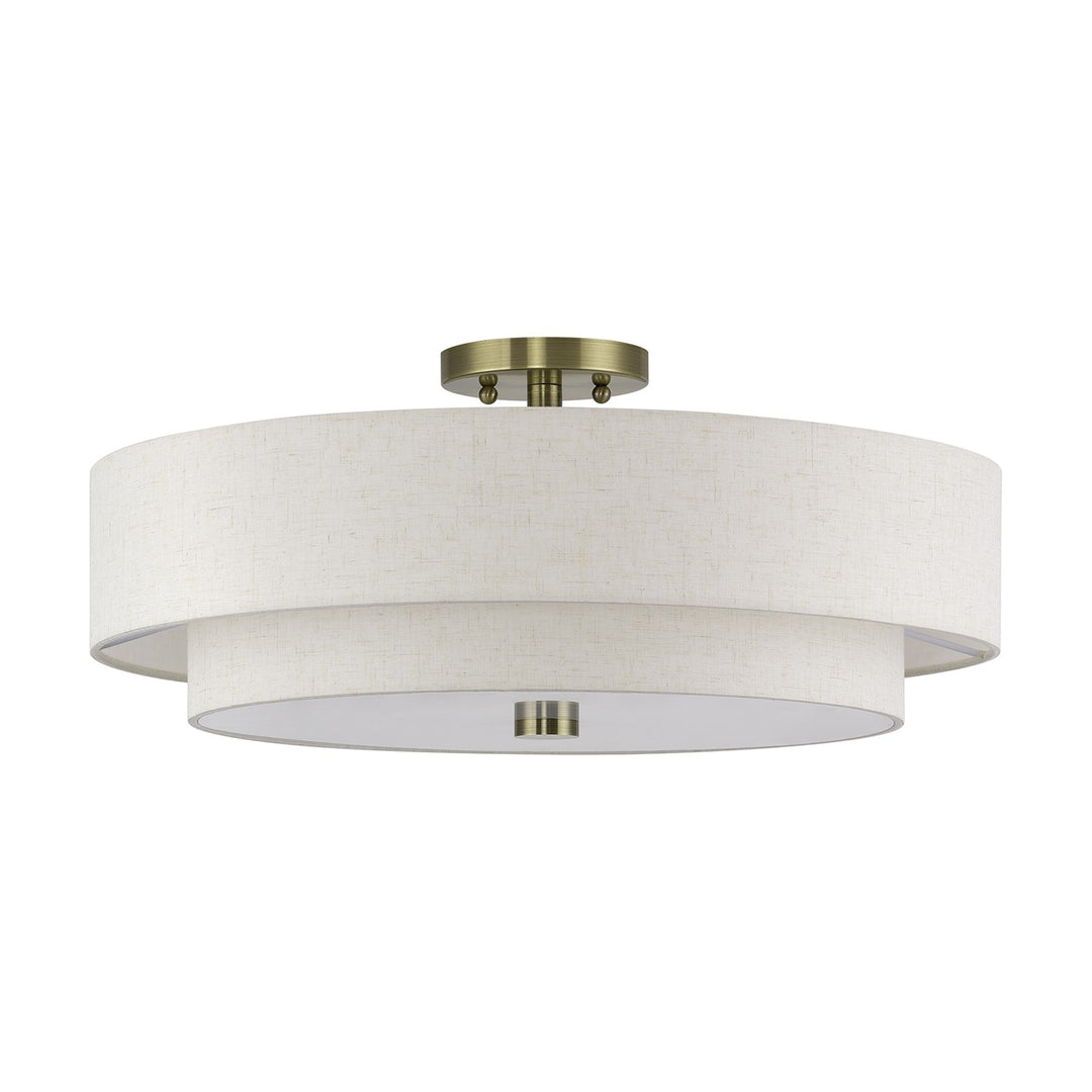 5 Light Antique Brass Extra Large Semi-Flush