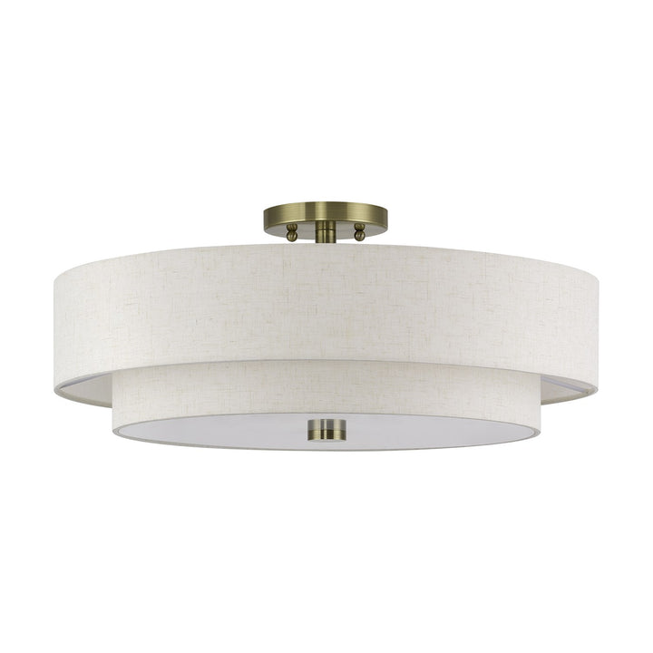 5 Light Antique Brass Extra Large Semi-Flush