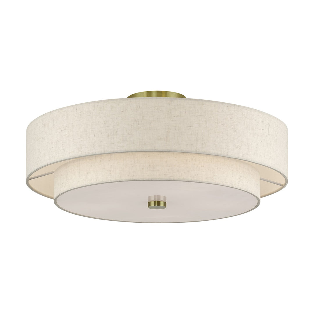 5 Light Antique Brass Extra Large Semi-Flush