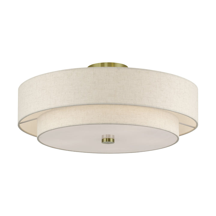 5 Light Antique Brass Extra Large Semi-Flush