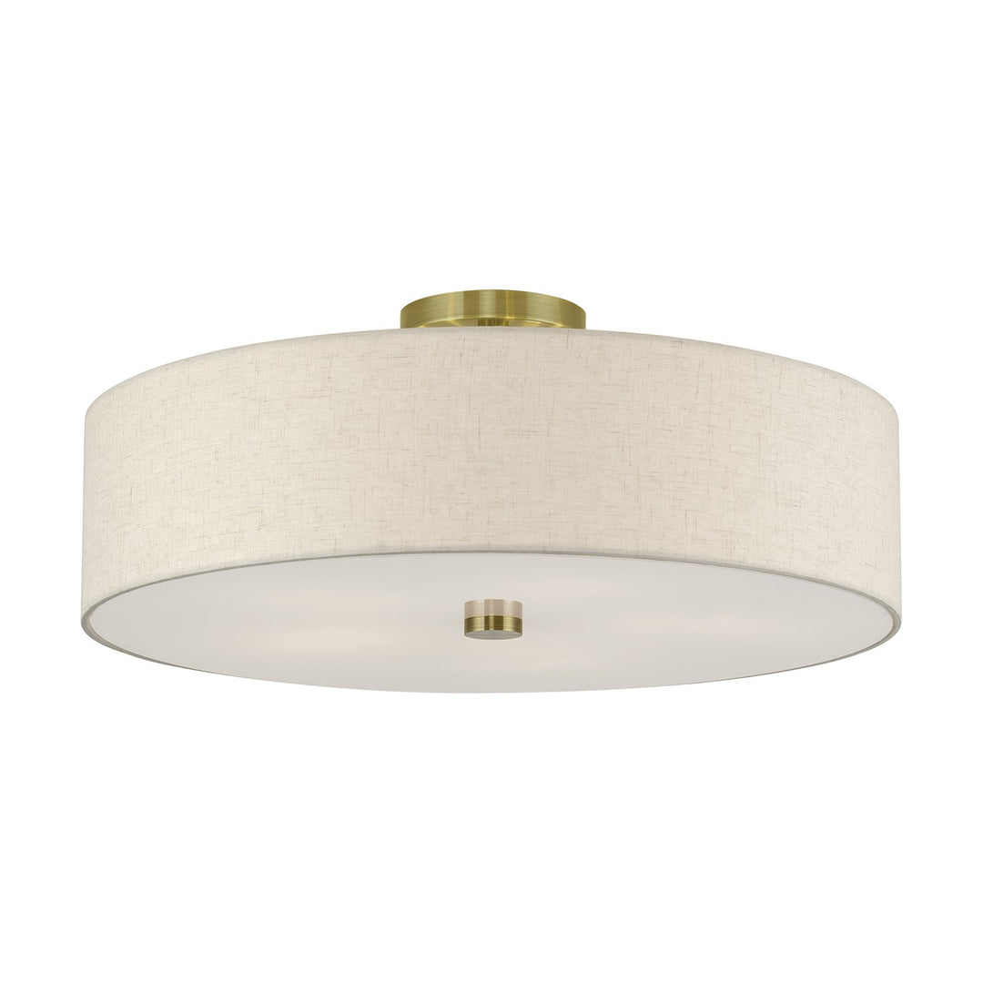 5 Light Antique Brass Extra Large Semi-Flush