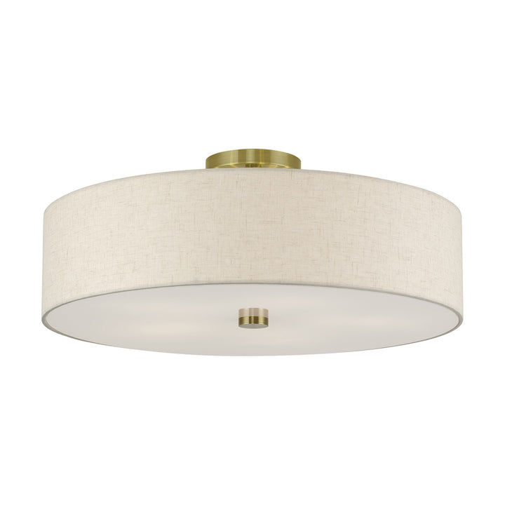 5 Light Antique Brass Extra Large Semi-Flush