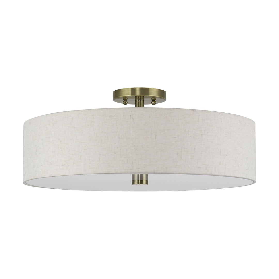 5 Light Antique Brass Extra Large Semi-Flush