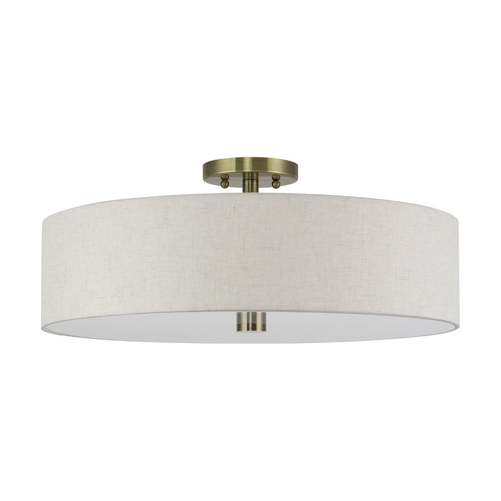 5 Light Antique Brass Extra Large Semi-Flush