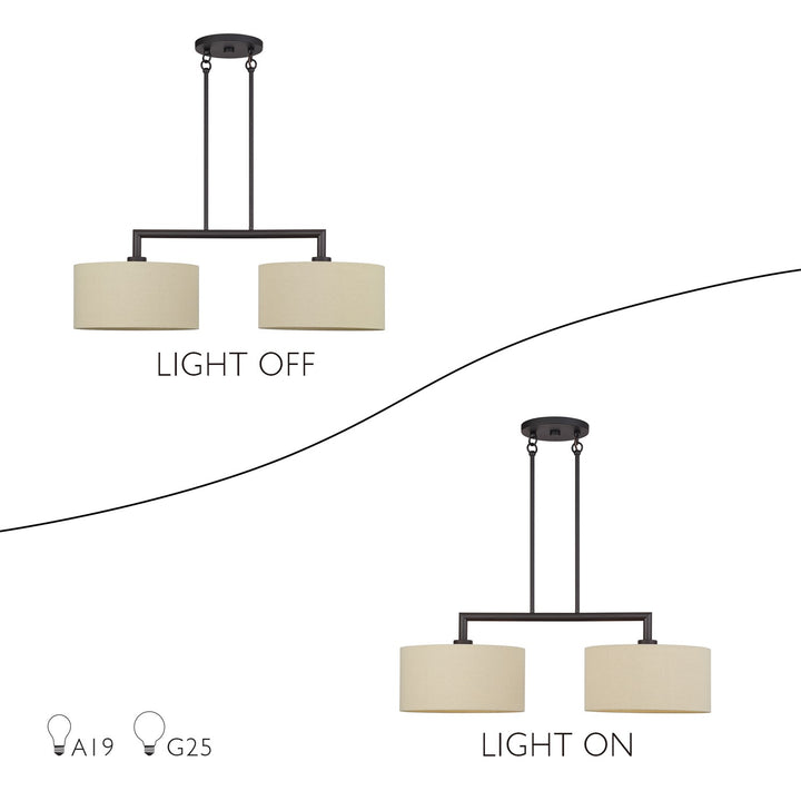 2 Light Bronze Large Linear Chandelier