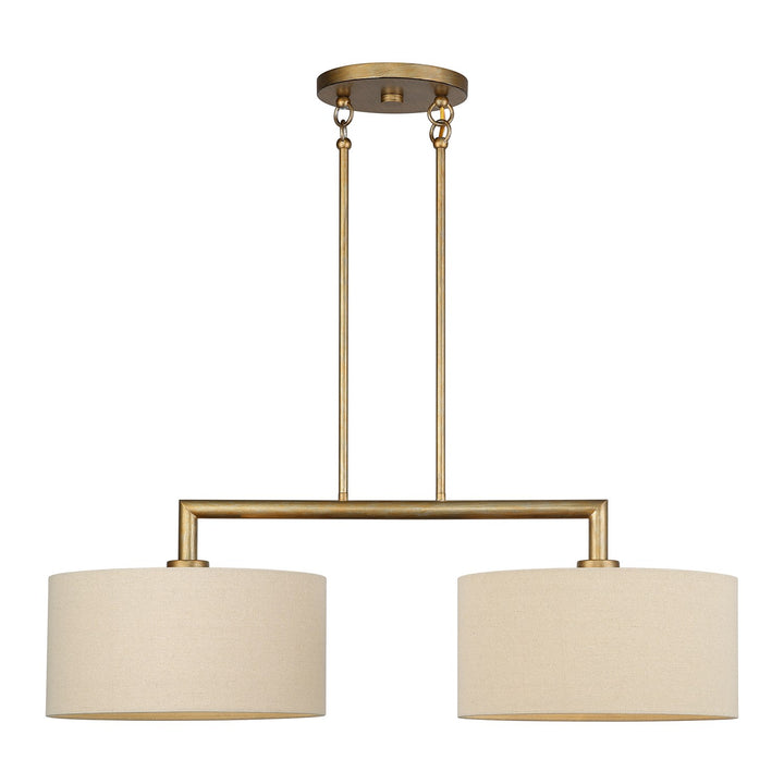 2 Light Antique Gold Leaf Large Linear Chandelier by Livex Lighting