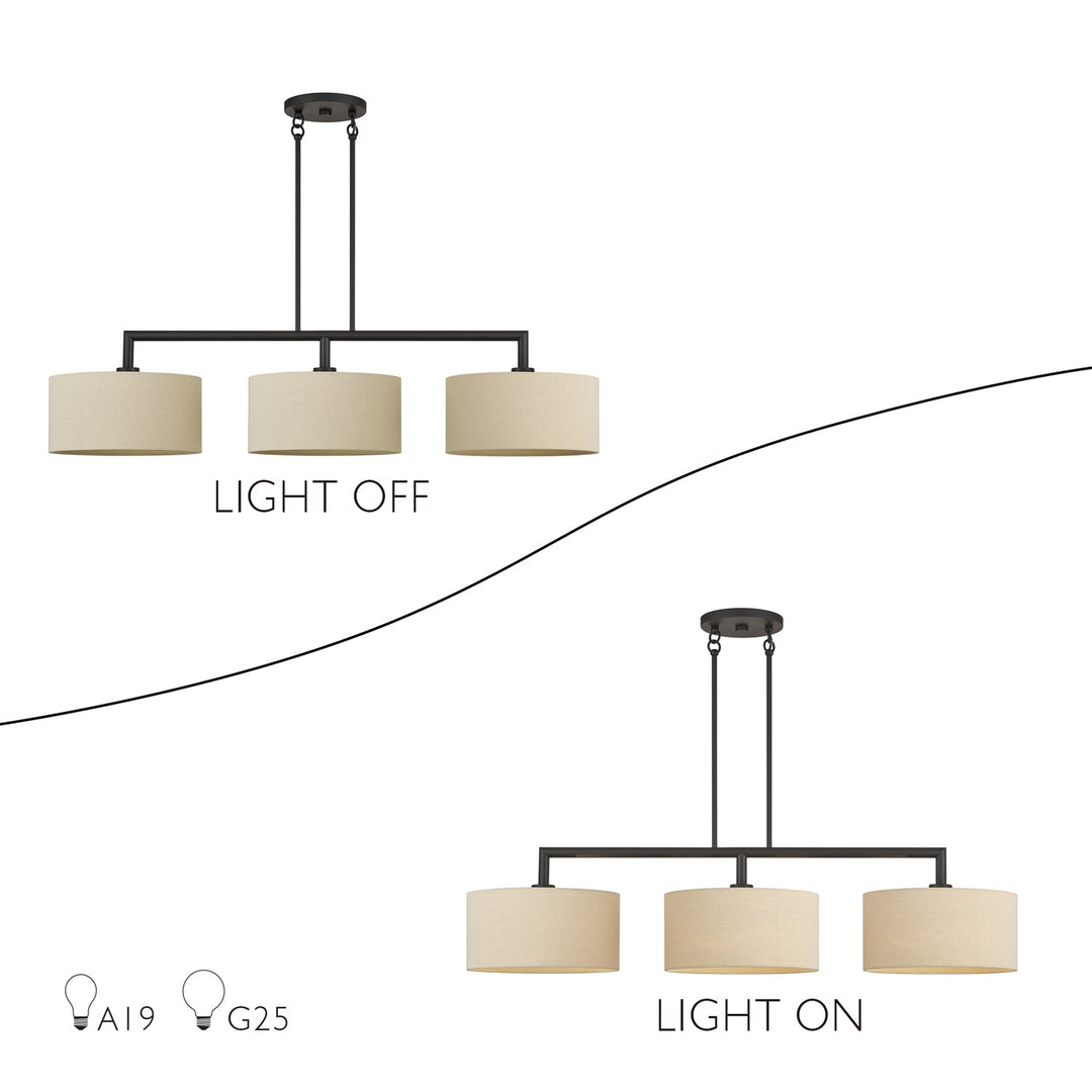 3 Light Bronze Extra Large Linear Chandelier