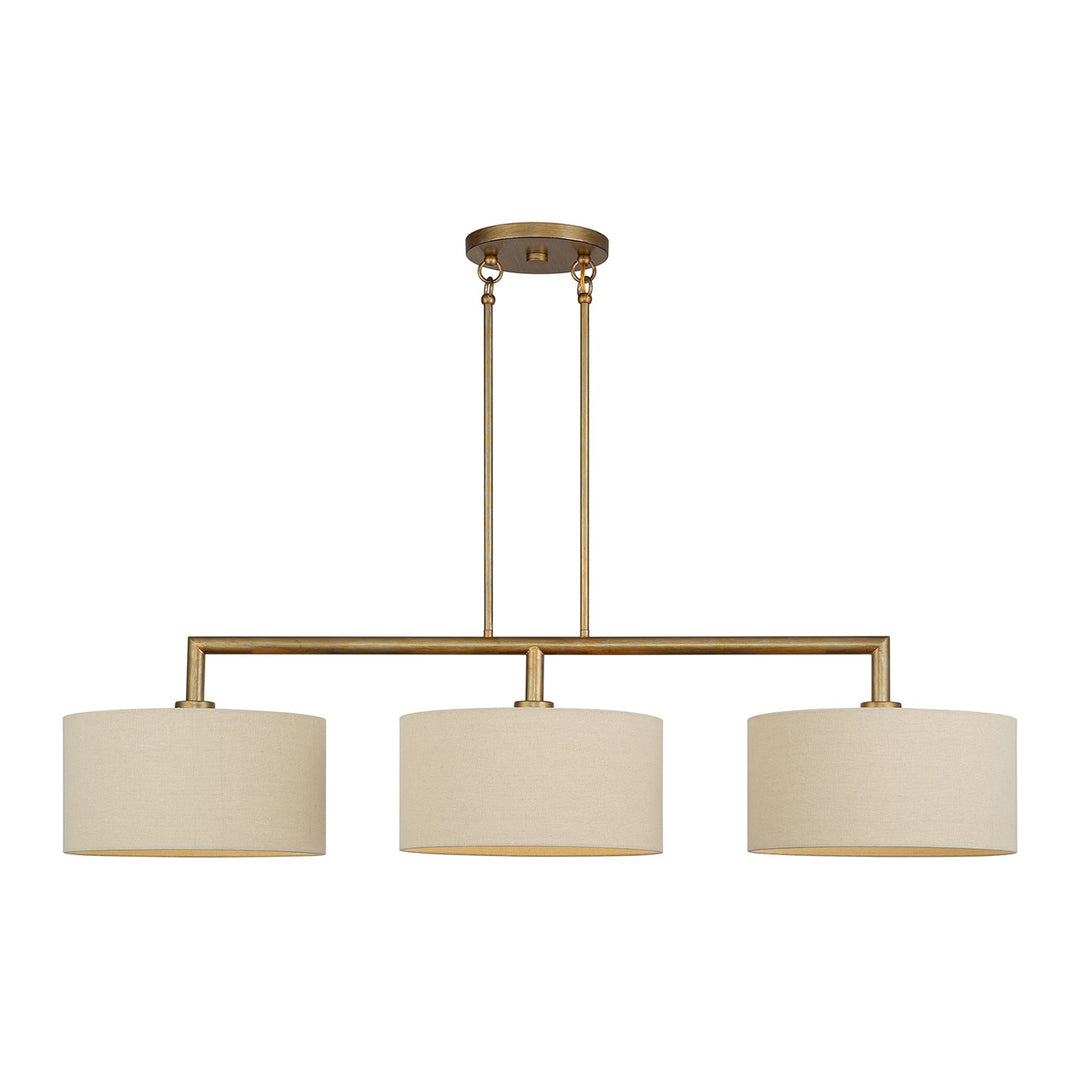 3 Light Antique Gold Leaf Extra Large Linear Chandelier by Livex Lighting