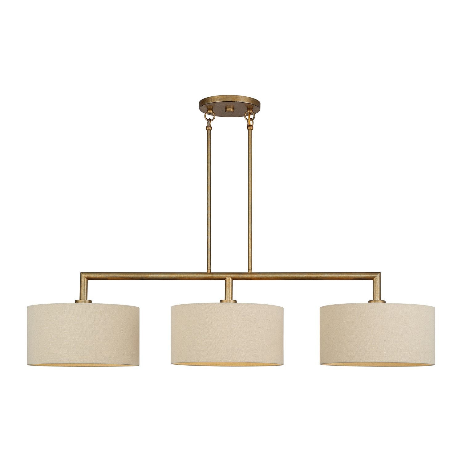 3 Light Antique Gold Leaf Extra Large Linear Chandelier by Livex Lighting
