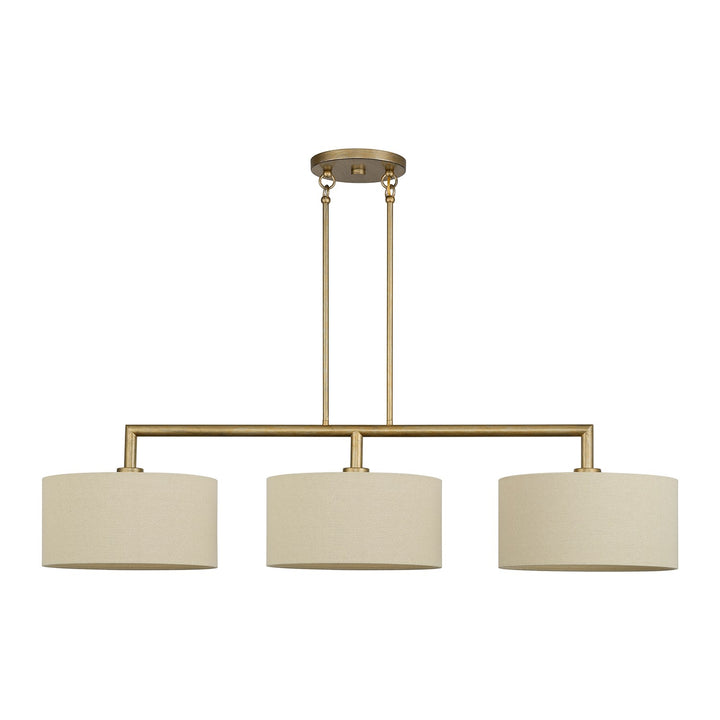 3 Light Antique Gold Leaf Extra Large Linear Chandelier