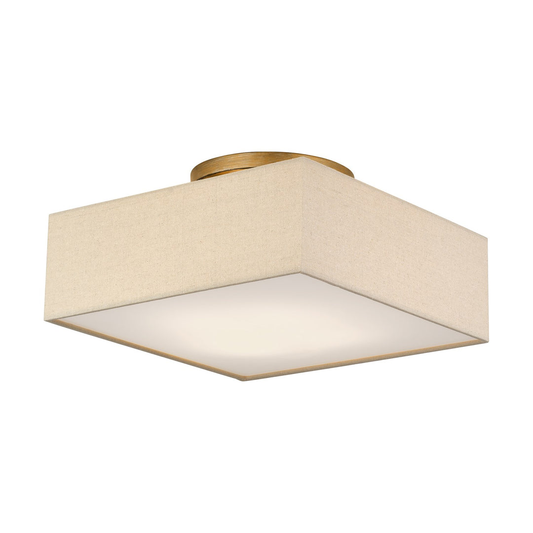 4 Light Antique Gold Leaf Semi-Flush